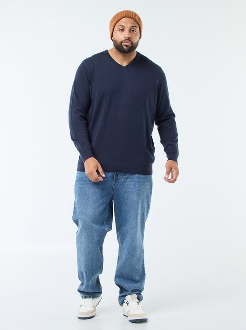 Maglione scollo a V in maglia fine - Kiabi