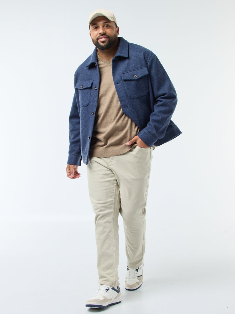 Maglione scollo a V in maglia fine Marrone - Kiabi