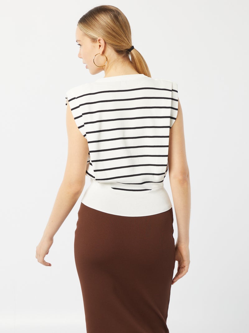 Maglione scollo tondo con spalline BIANCO - Kiabi