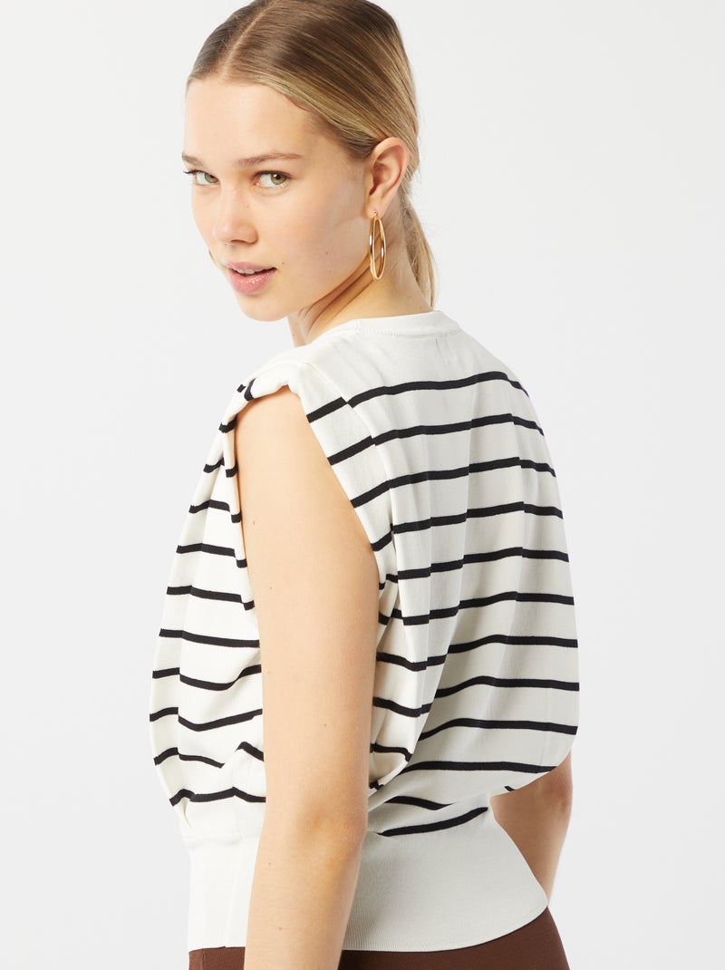 Maglione scollo tondo con spalline BIANCO - Kiabi