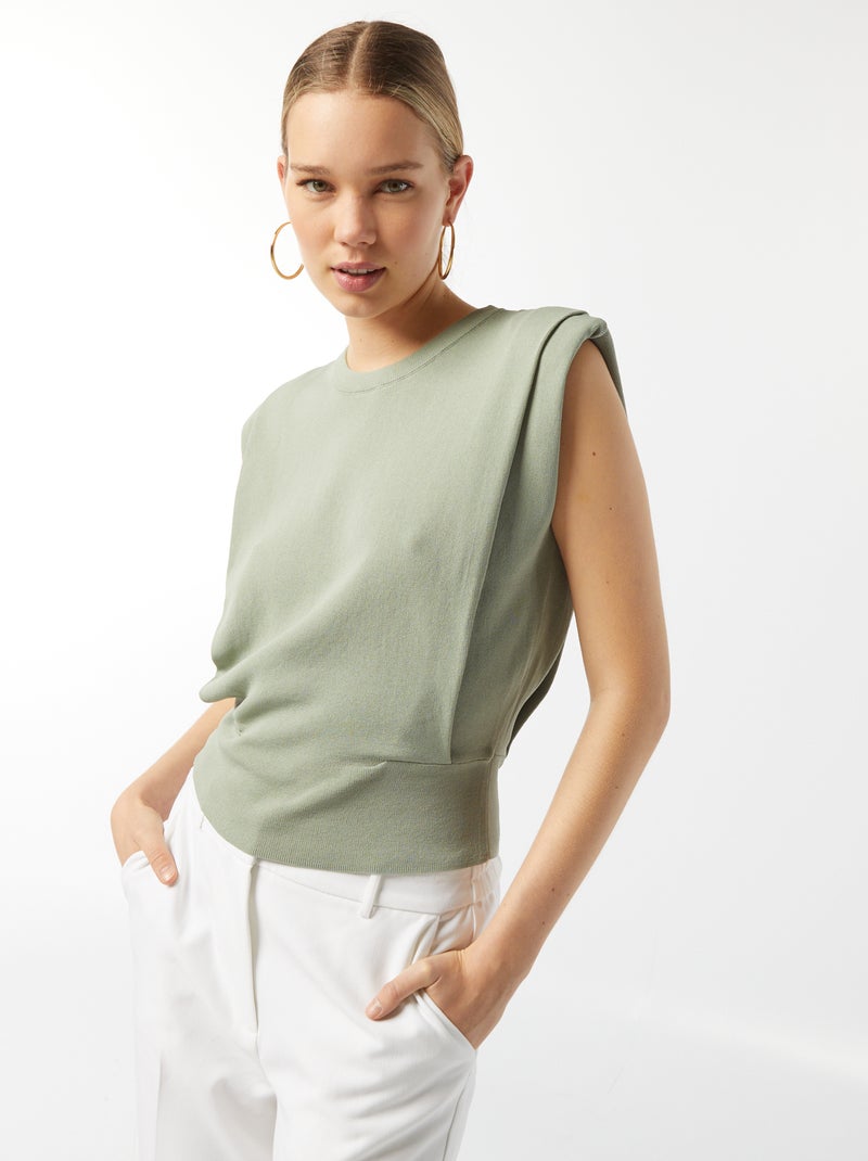 Maglione scollo tondo con spalline VERDE - Kiabi
