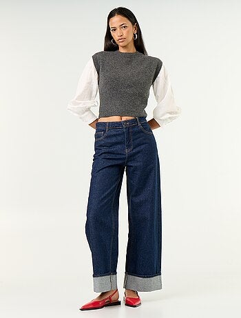 Maglione senza maniche a maglia grossa