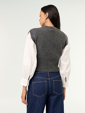 Maglione senza maniche a maglia grossa