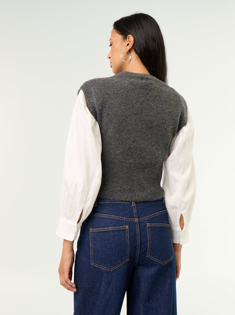 Maglione senza maniche a maglia grossa Grigio - Kiabi