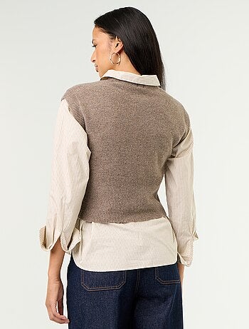 Maglione senza maniche a maglia grossa