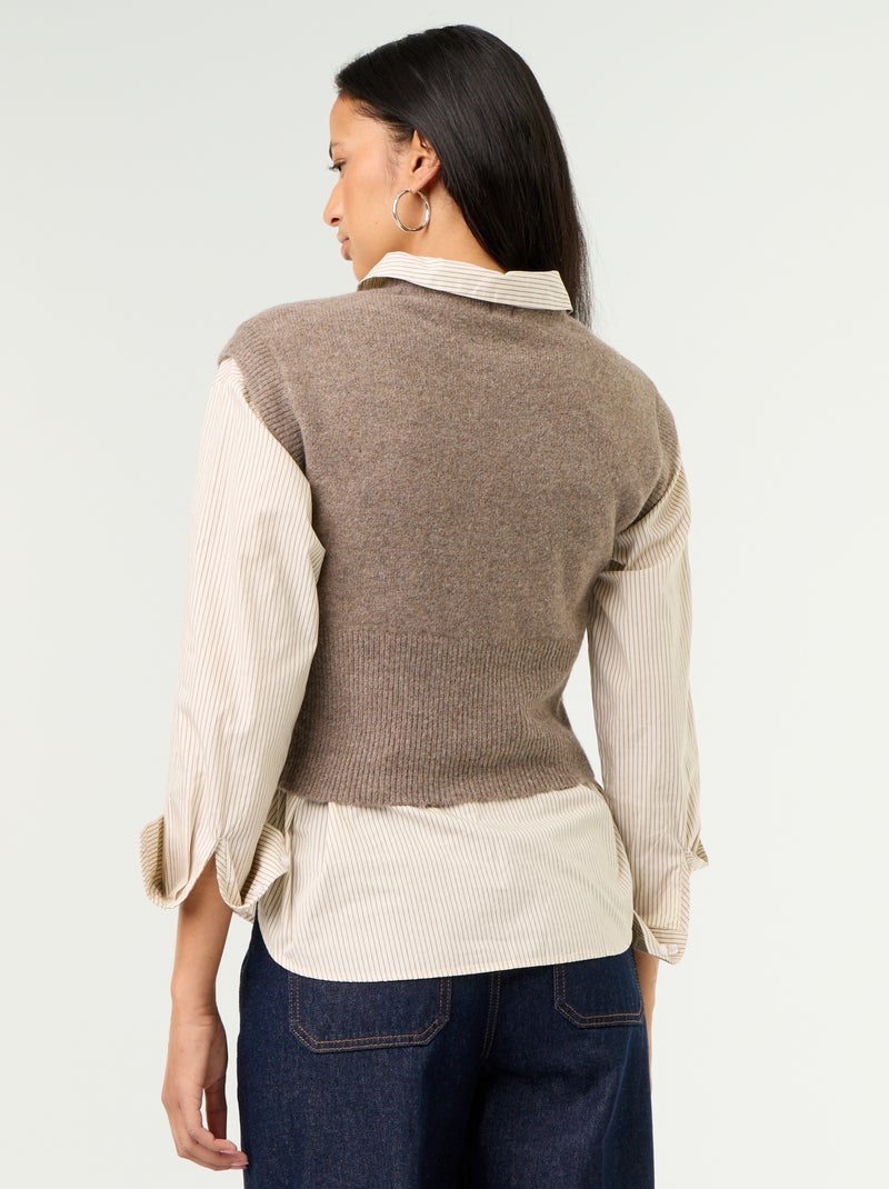 Maglione senza maniche a maglia grossa Marrone - Kiabi
