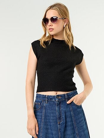 Maglione senza maniche a maglia grossa