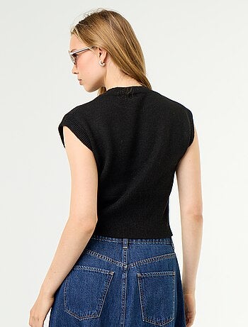 Maglione senza maniche a maglia grossa
