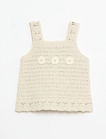 Maglione senza maniche all'uncinetto con dettagli a 'fiori'