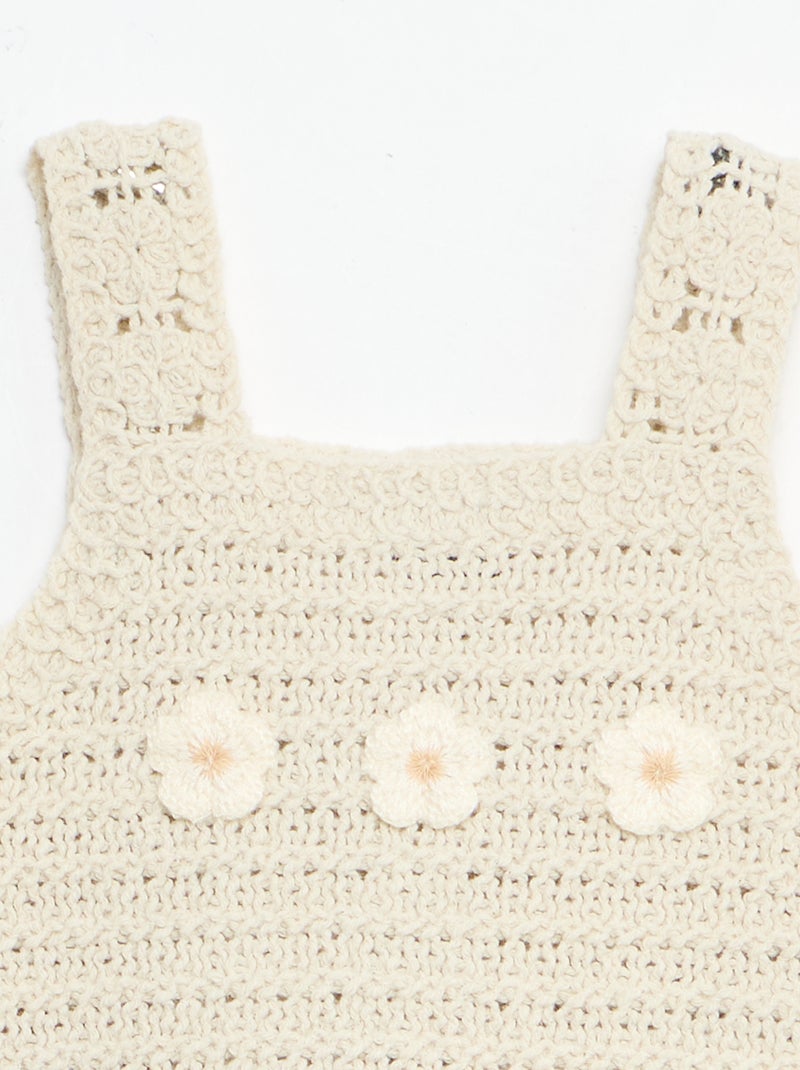 Maglione senza maniche all'uncinetto con dettagli a 'fiori' Beige - Kiabi