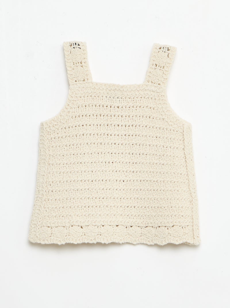 Maglione senza maniche all'uncinetto con dettagli a 'fiori' Beige - Kiabi