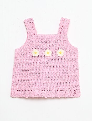 Maglione senza maniche all'uncinetto con dettagli a 'fiori'