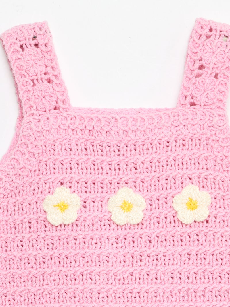 Maglione senza maniche all'uncinetto con dettagli a 'fiori' Rosa - Kiabi