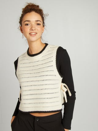 Maglione senza maniche bicolore