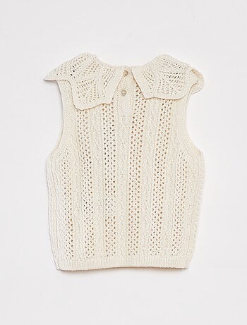 Maglione senza maniche con collo fantasia