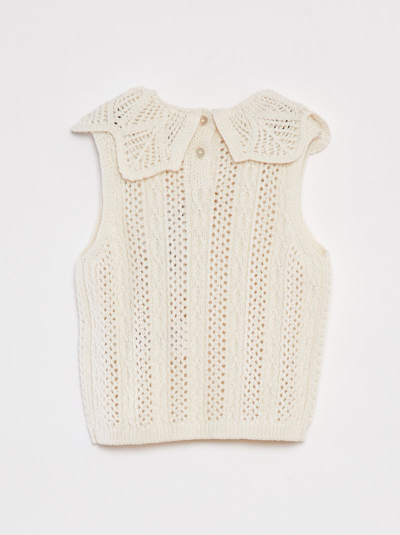 Maglione senza maniche con collo fantasia BIANCO - Kiabi
