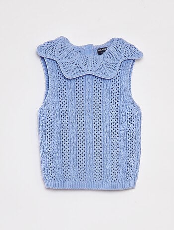 Maglione senza maniche con collo fantasia