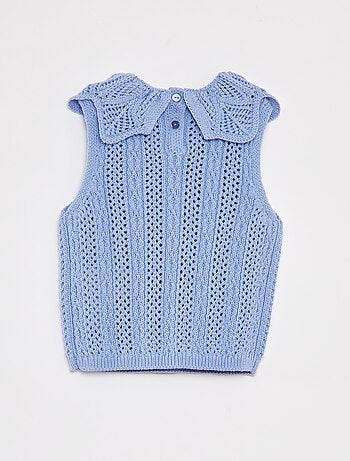 Maglione senza maniche con collo fantasia