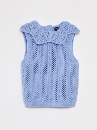 Maglione senza maniche con collo fantasia