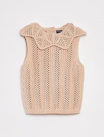 Maglione senza maniche con collo fantasia