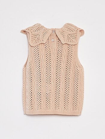 Maglione senza maniche con collo fantasia