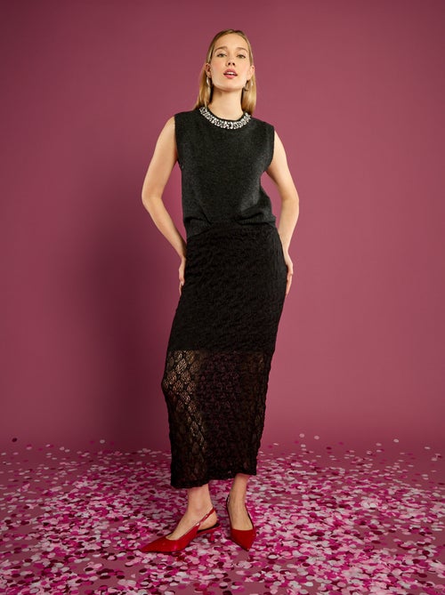 Maglione senza maniche con collo gioiello - Kiabi