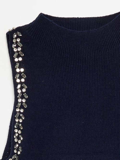 Maglione senza maniche con gioielli sugli scalfi - Kiabi Maglione senza maniche con gioielli sugli scalfi - Kiabi