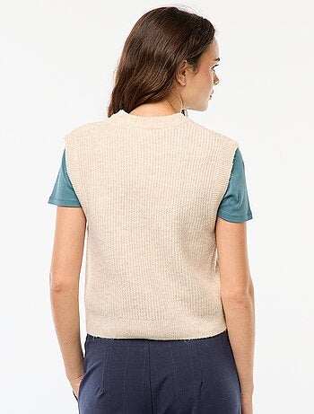 Maglione senza maniche con intrecci