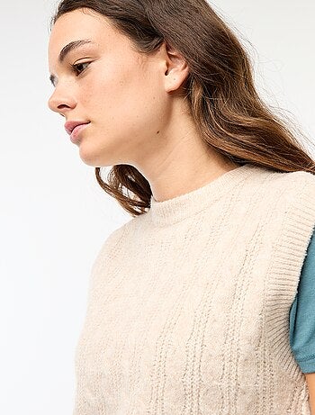 Maglione senza maniche con intrecci