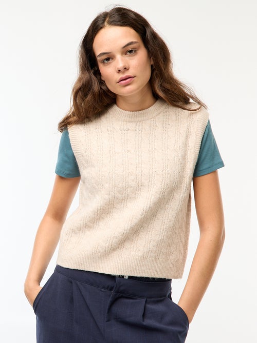 Maglione senza maniche con intrecci - Kiabi