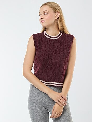 Maglione senza maniche con intrecci