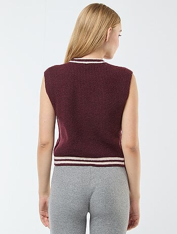 Maglione senza maniche con intrecci
