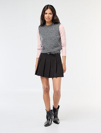 Pullover senza maniche in lana e mohair misto