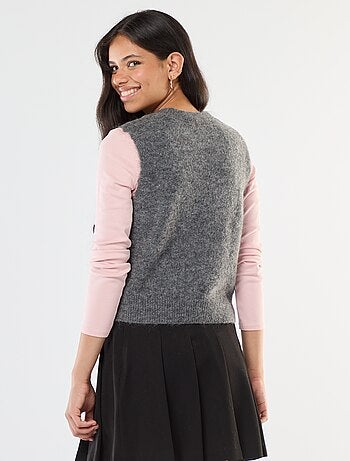 Pullover senza maniche in lana e mohair misto
