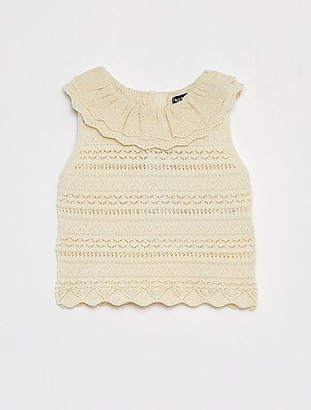 Maglione senza maniche in maglia traforata