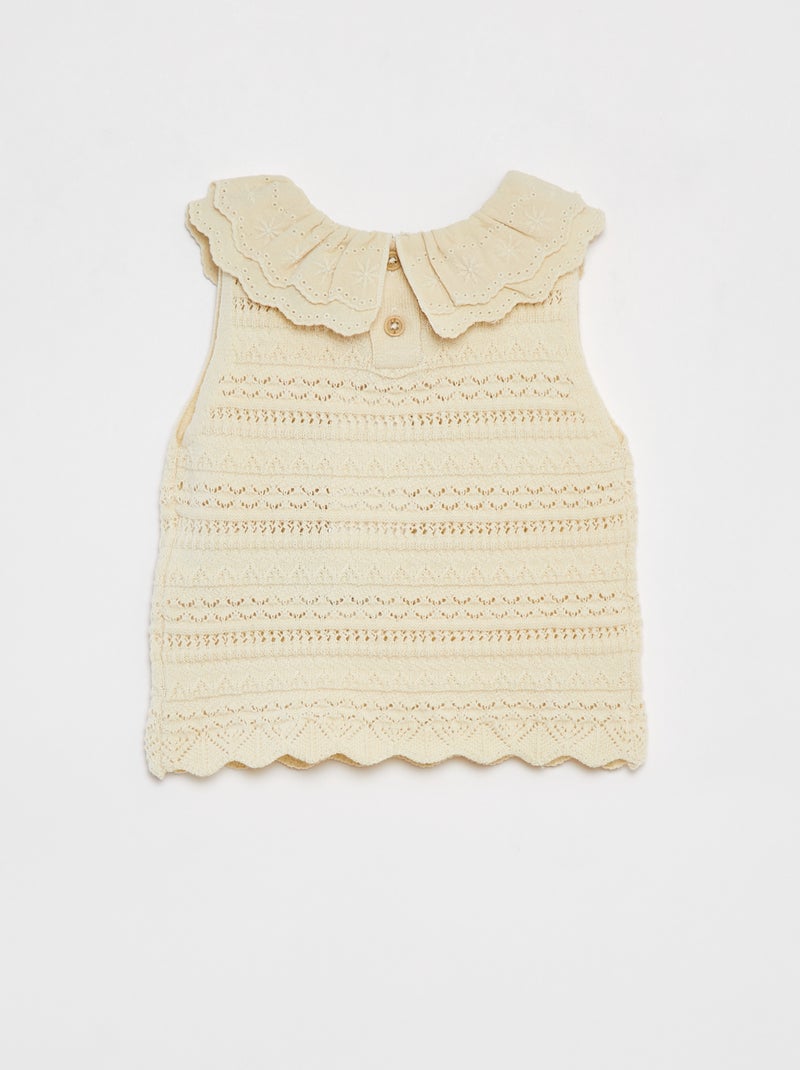 Maglione senza maniche in maglia traforata BIANCO - Kiabi