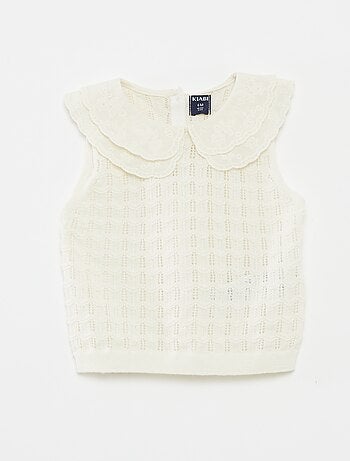 Maglione senza maniche in maglia traforata