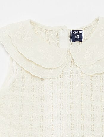 Maglione senza maniche in maglia traforata