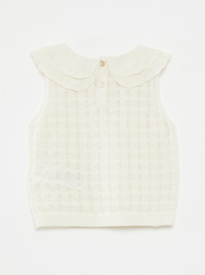 Maglione senza maniche in maglia traforata Bianco - Kiabi