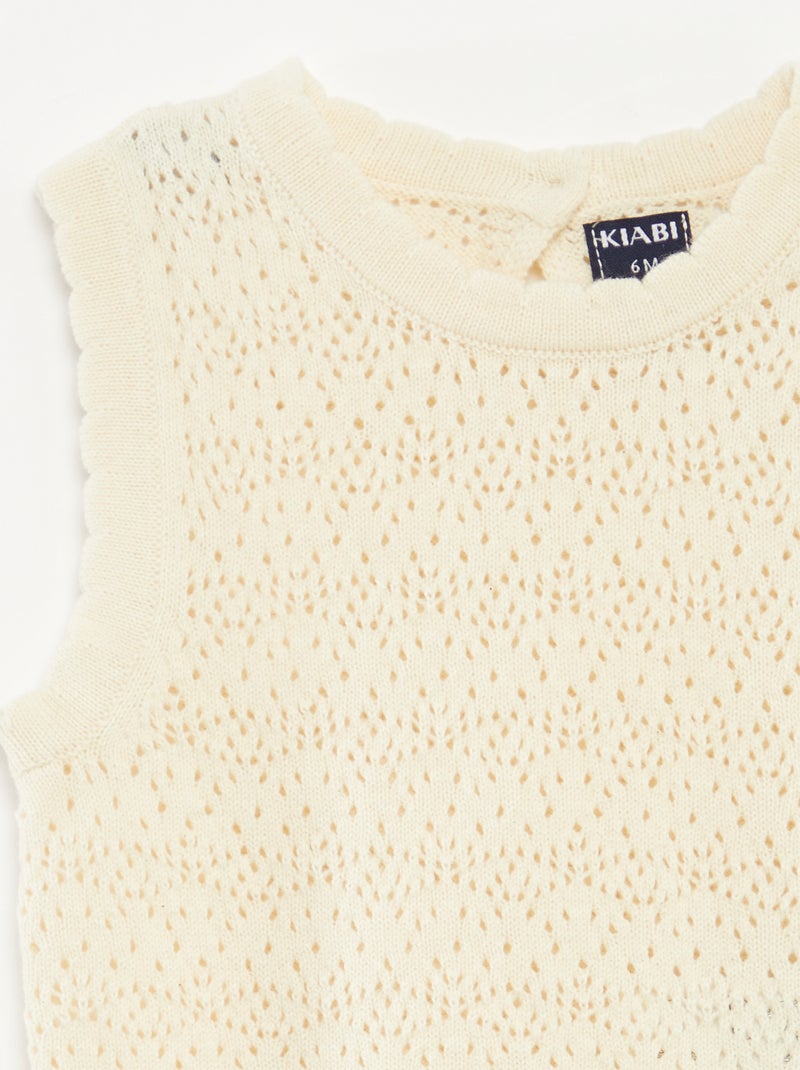 Maglione senza maniche lavorato all'uncinetto BIANCO - Kiabi