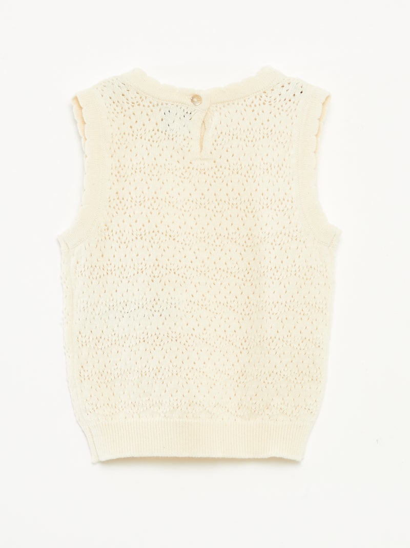 Maglione senza maniche lavorato all'uncinetto BIANCO - Kiabi