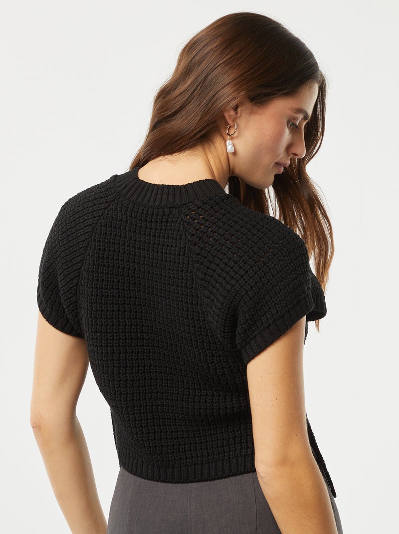 Maglione senza maniche lavorato all'uncinetto nero - Kiabi