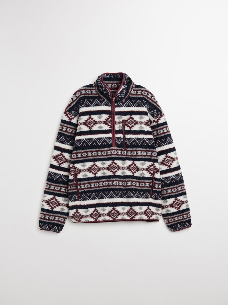 Maglione Sherpa con cerniera, MO Fashion Rosso - Kiabi