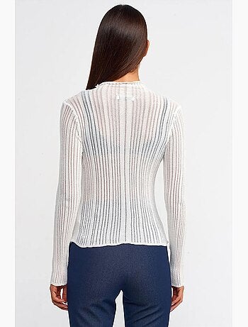 Maglione slim fit a coste con collo mezzo dolcevita dilvin