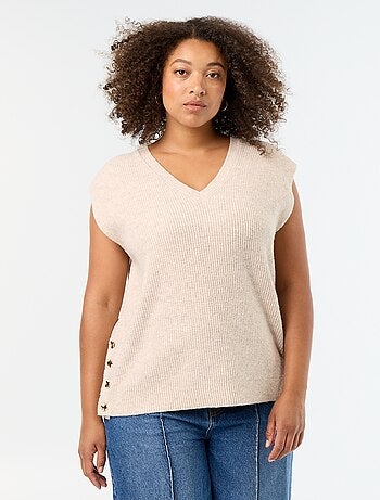 Maglione smanicato con gioielli fantasia dorati