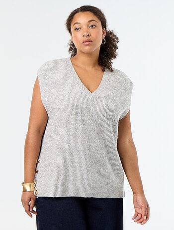 Maglione smanicato con gioielli fantasia dorati