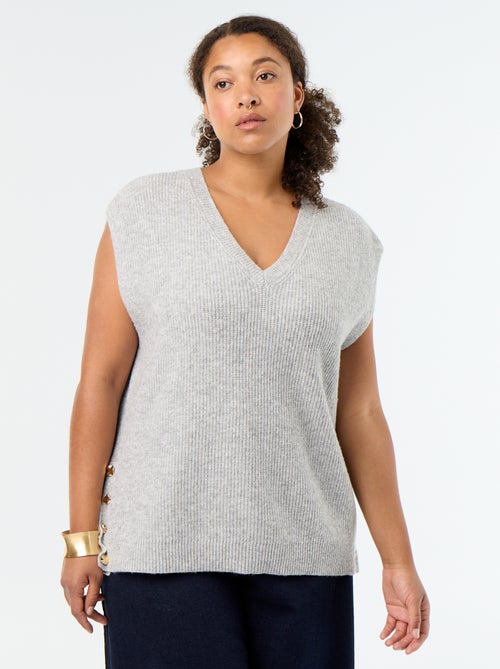 Maglione smanicato con gioielli fantasia dorati - Kiabi