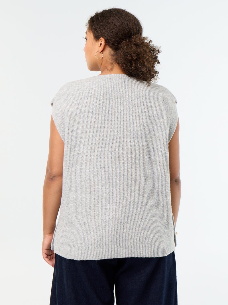 Maglione smanicato con gioielli fantasia dorati Grigio - Kiabi