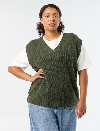 Maglione smanicato con gioielli fantasia dorati