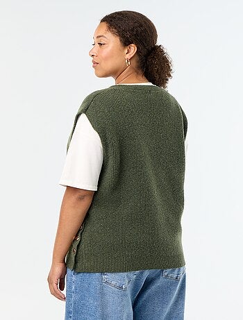 Maglione smanicato con gioielli fantasia dorati
